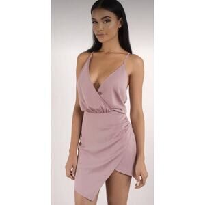 Tobi Womens Mute Pink Spaghetti Strap Crepe Tulip Hem Party Mini Dress Sz Medium